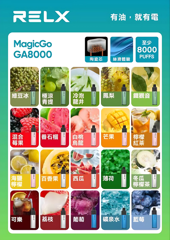 Relx GA 8000 Puffs 電子煙 